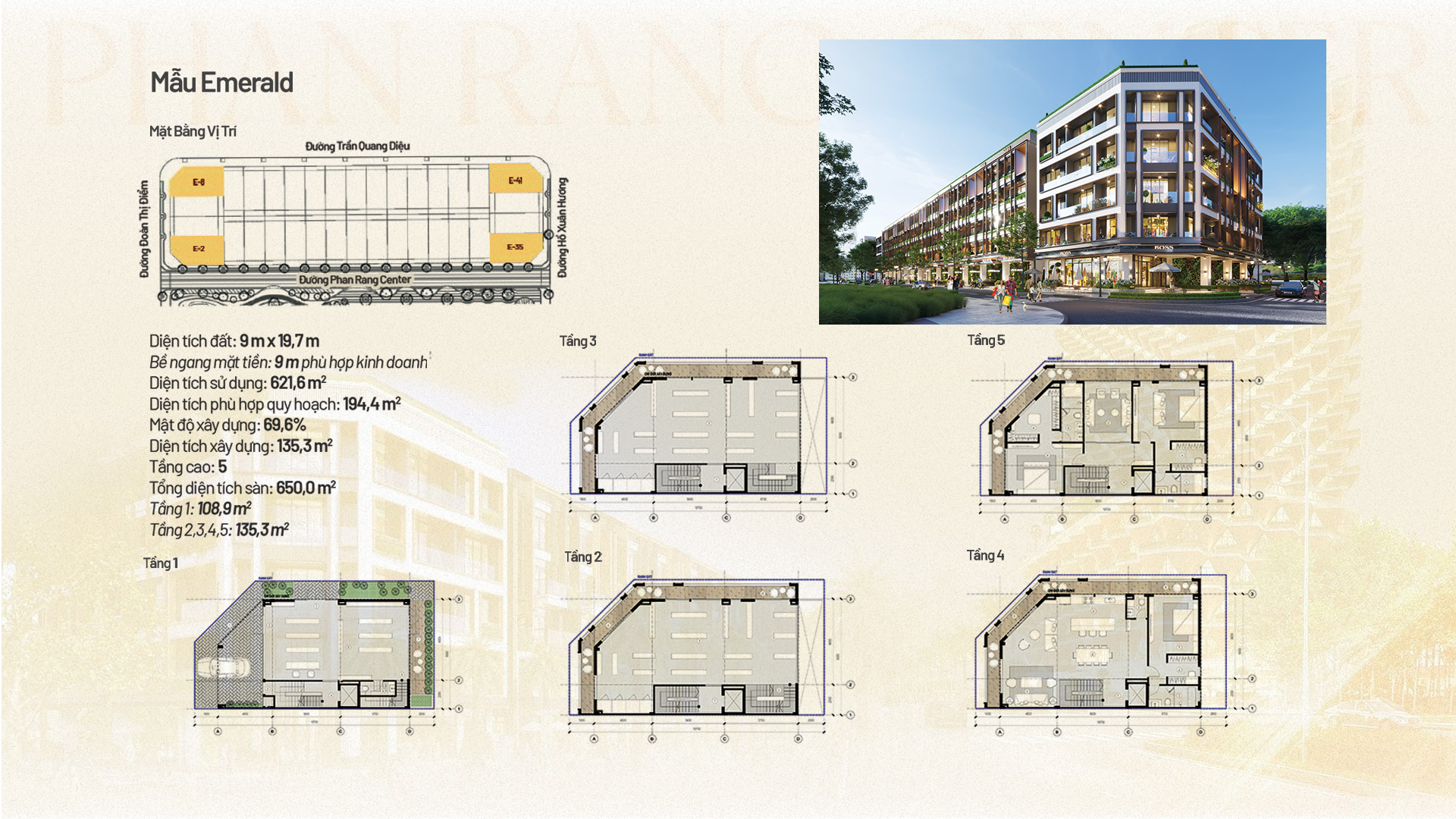 Mẫu Emerald - Mặt Bằng Phan Rang Center